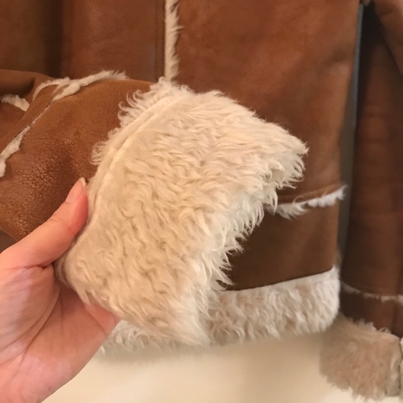 Women camel faux suede fur jacket - Picture 6 of 7